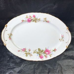 Royal Rose fine China Japan vegetable oval serving plate pink floral gold trim